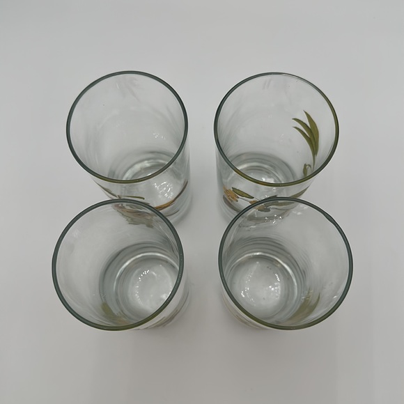 Set of 4 Vintage West Virginia Glass AMERICAN SONGBIRDS Flat Tumblers Glasses - Picture 4 of 16